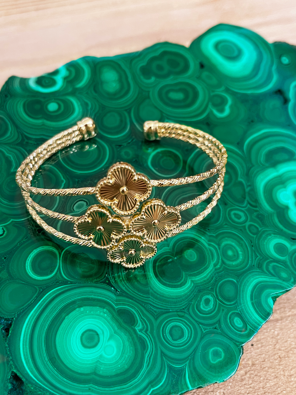Gold Clover Cuff Bracelet