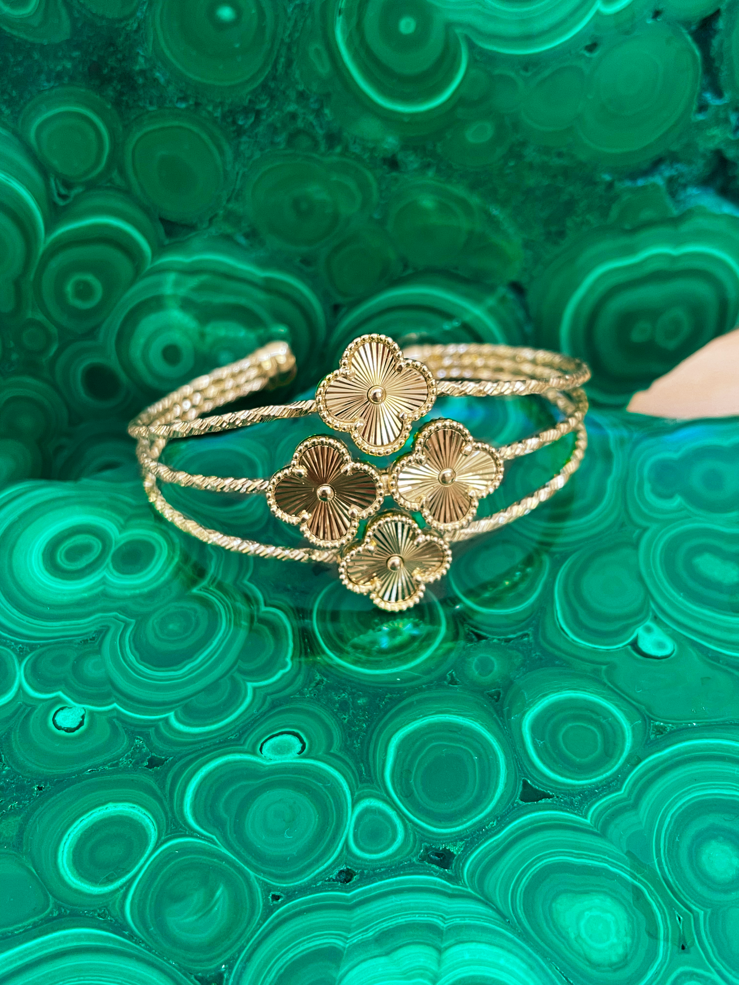 Gold Clover Cuff Bracelet