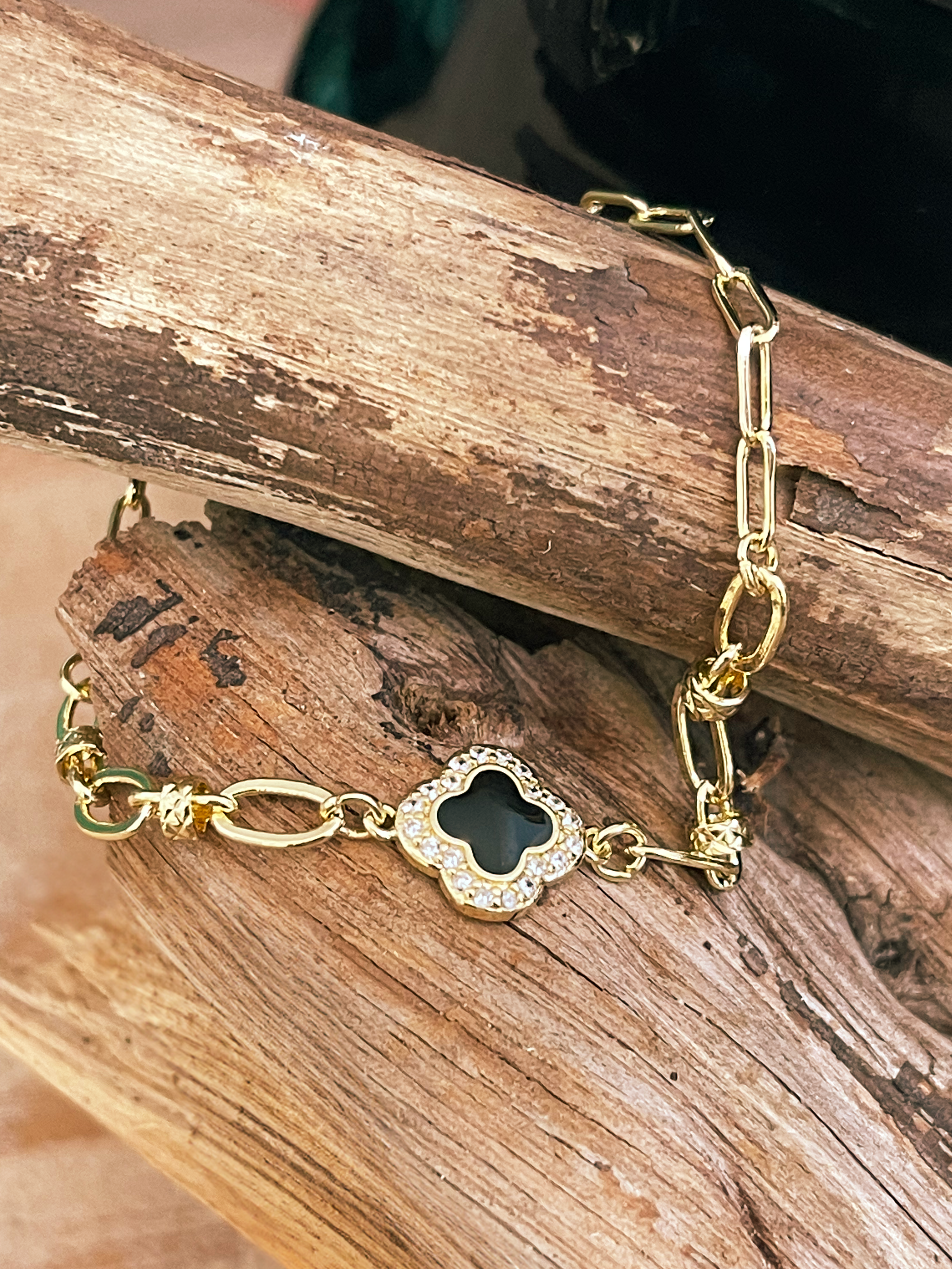 Black Lucky Clover Bracelet