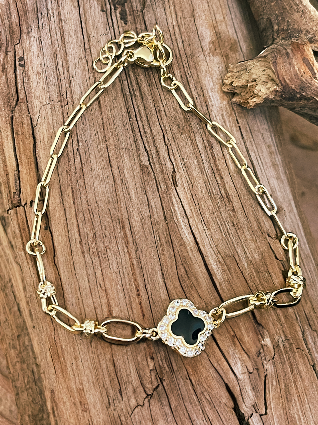 Black Lucky Clover Bracelet